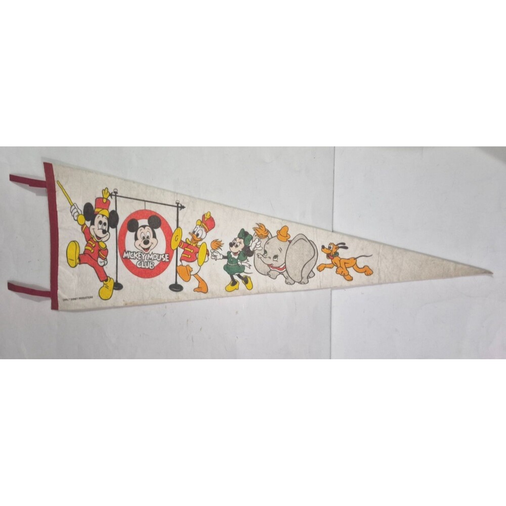 Vintage 1970’s WALT DISNEY MICKEY MOUSE CLUB GANG Felt Pennant 30" Long